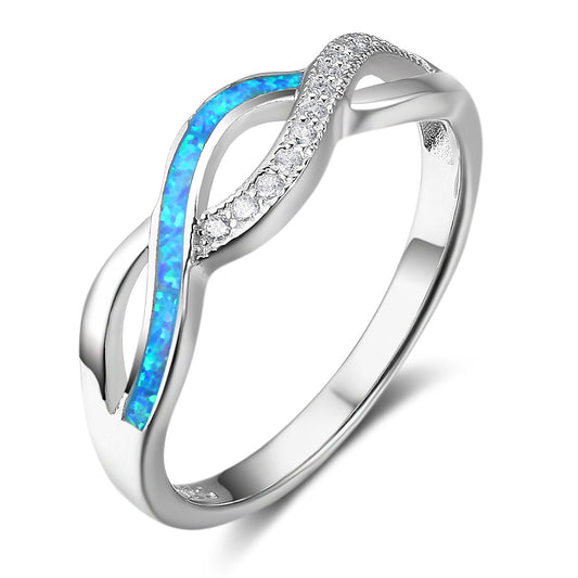 European and American jewelry S925 silver Opal OPAL ring simple fashion women's jewelry ring