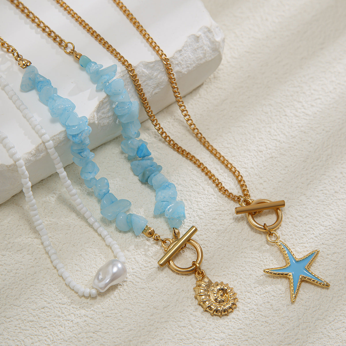 Starfish Baroque Beaded Layered Necklace