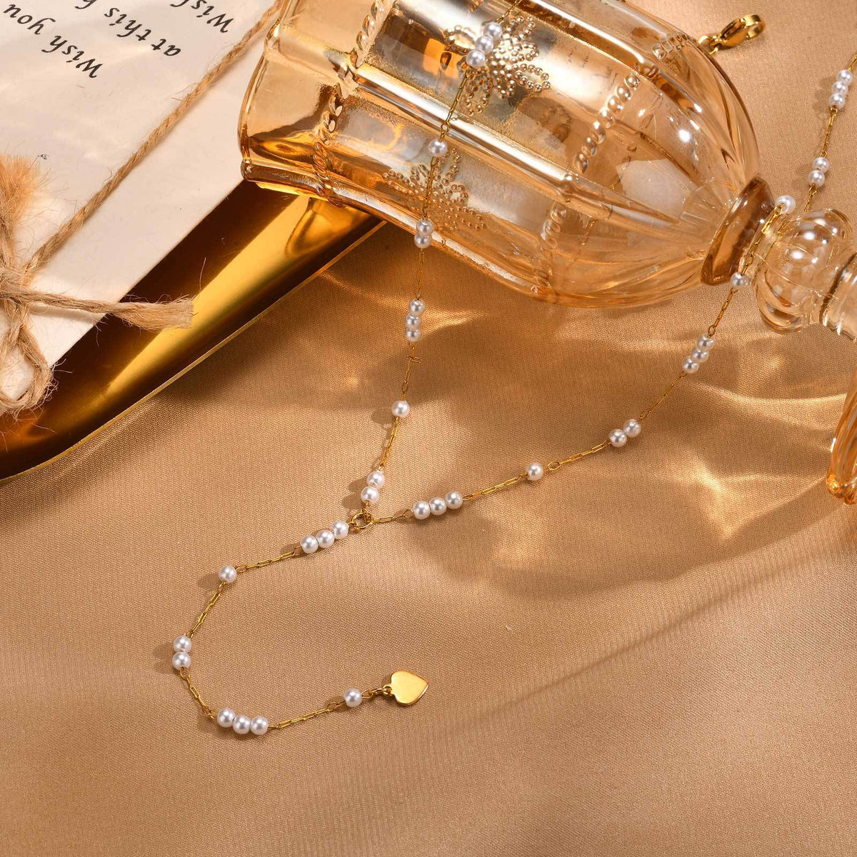 Stainless Steel Imitation Pearl Y-Shaped Gold Necklace Women's Europe & America