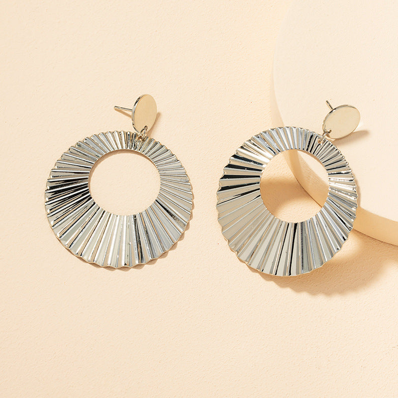 Exaggerated Metal Texture Earrings - Vienna Verve Collection