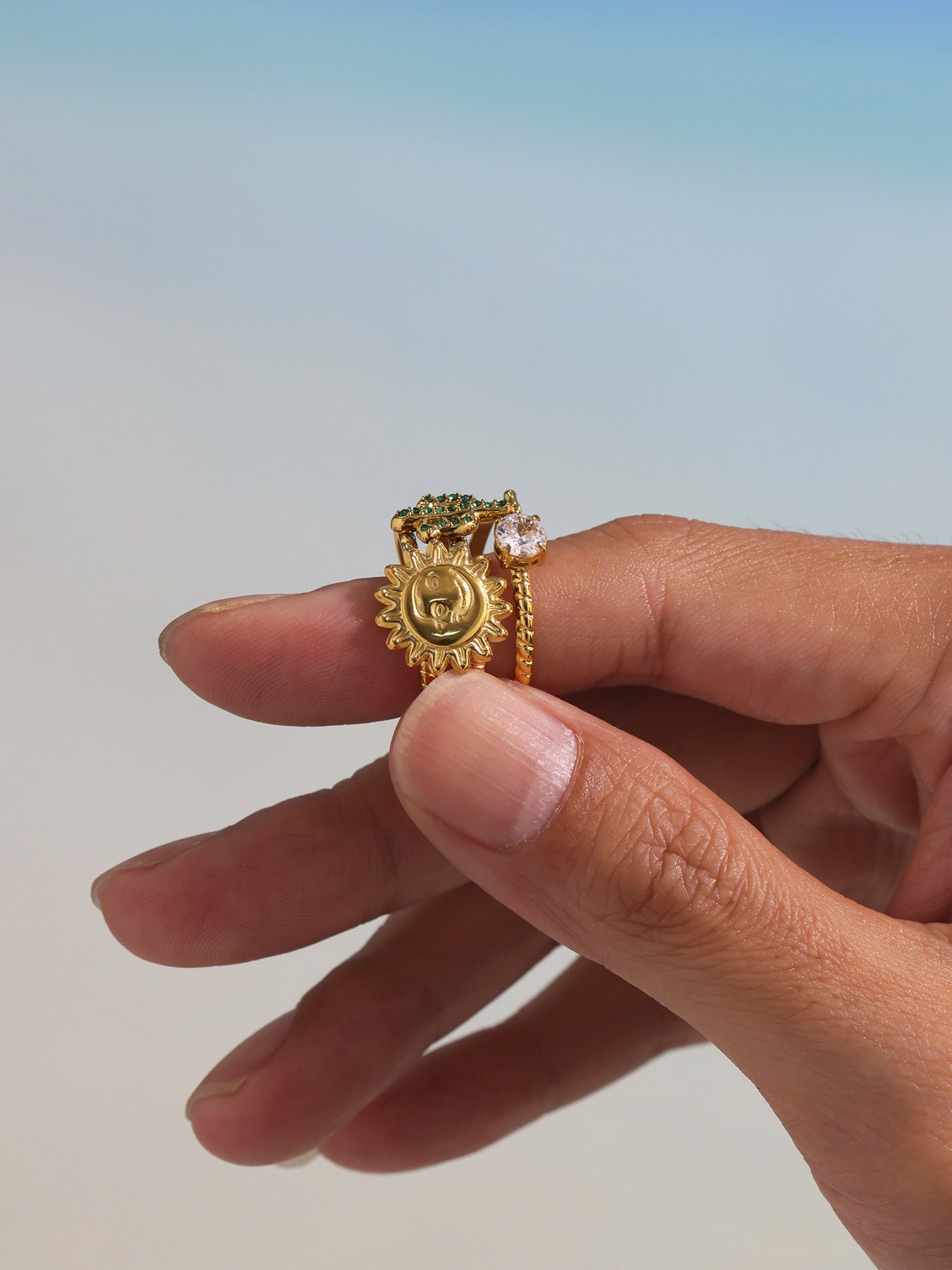 Planderful Cactus Zircon Ring For Women Trendy Sparkle