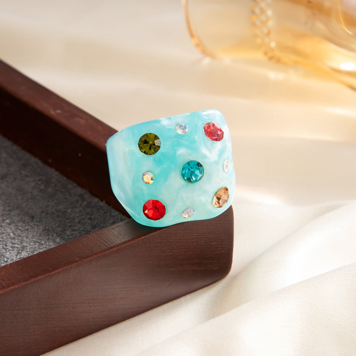 Planderful Zircon Square Ring For Women Smudged Micro Inlaid Sparkling Statement Jewelry Vienna Verve