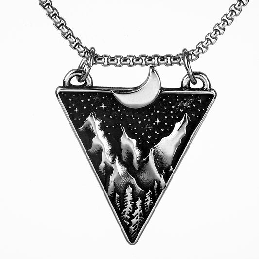European and American Jewelry Wholesale Titanium Steel Men's Pendant Necklace Retro Viking Nordic Tag