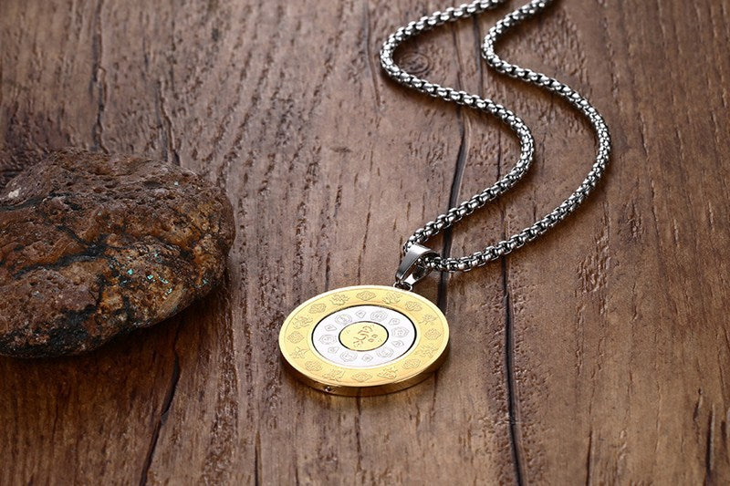 Stainless Steel Rotatable Constellation Pendant Necklace for Men