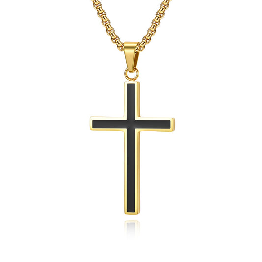 Planderful Cross Necklace Titanium With Oil Drip For Artists