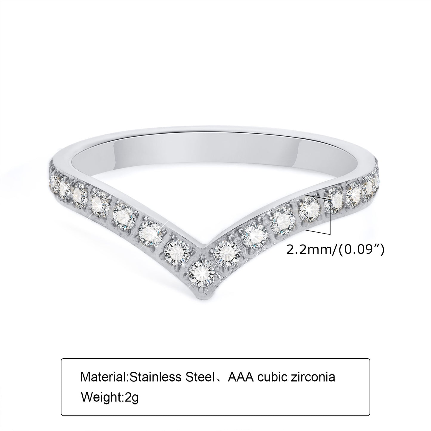 Women's Fashion Accessories Stainless Steel Zircon Ring Gold