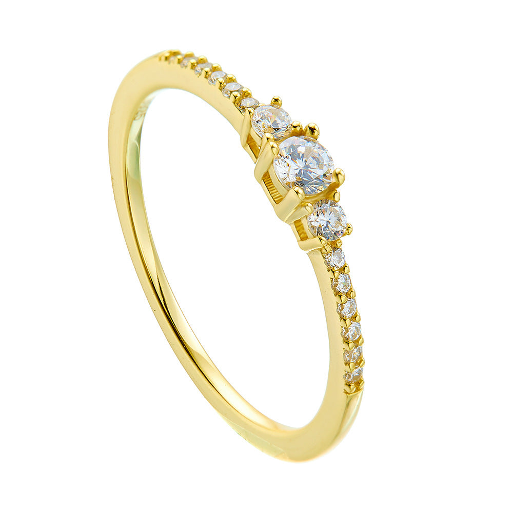 Planderful S925 Sterling Silver Zircon Ring For Women Exquisite Round Jewelry Light Luxury Fashion