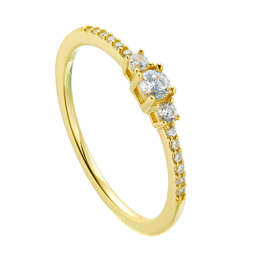 Planderful S925 Sterling Silver Zircon Ring For Women Exquisite Round Jewelry Light Luxury Fashion