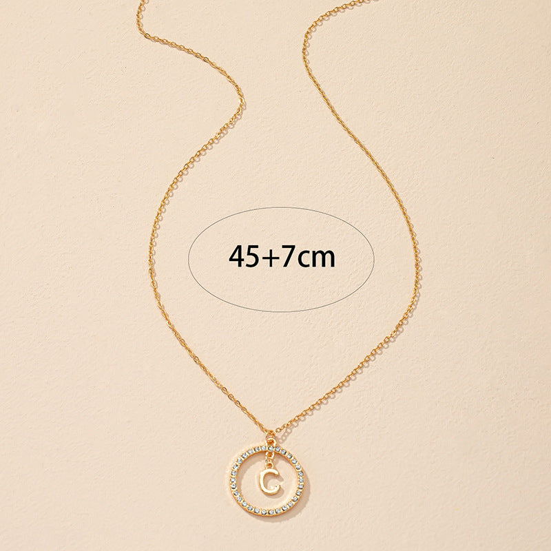 Cross-Border Design Sense Letter Necklace with European Charm