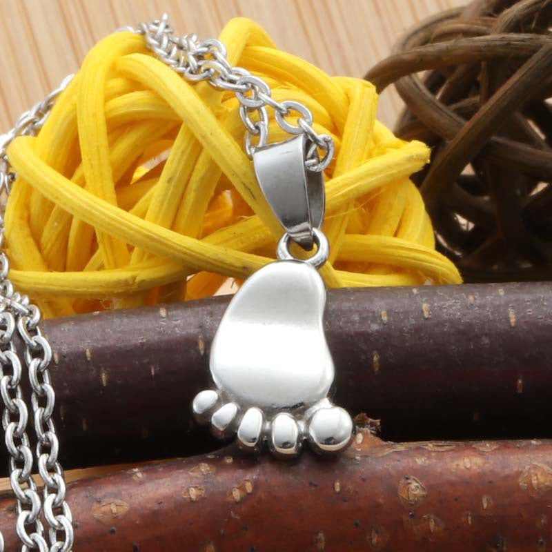 Customizable Titanium Steel Foot Pendant - Retro Punk Necklace for Men and Women
