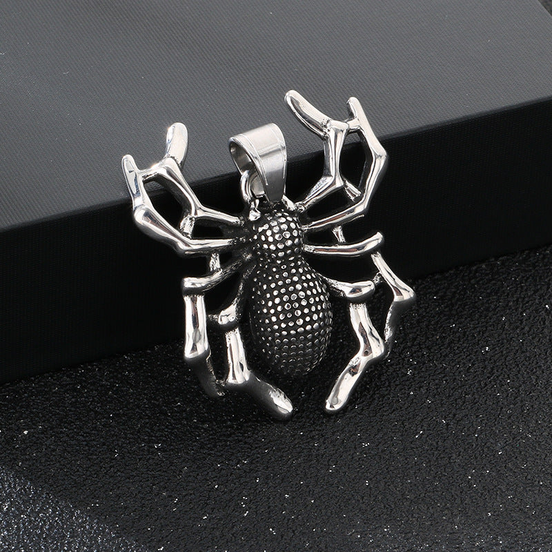 Animal Elk Cobra Dinosaur, Halloween Spider Horns Skull Titanium Steel Men's Pendant Necklace