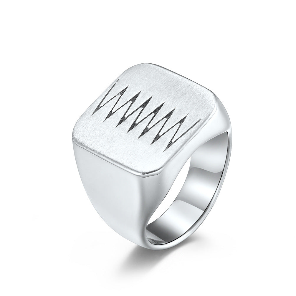 Sewing Cracks Matte Stainless Steel Ring Men's Stainless Steel Black