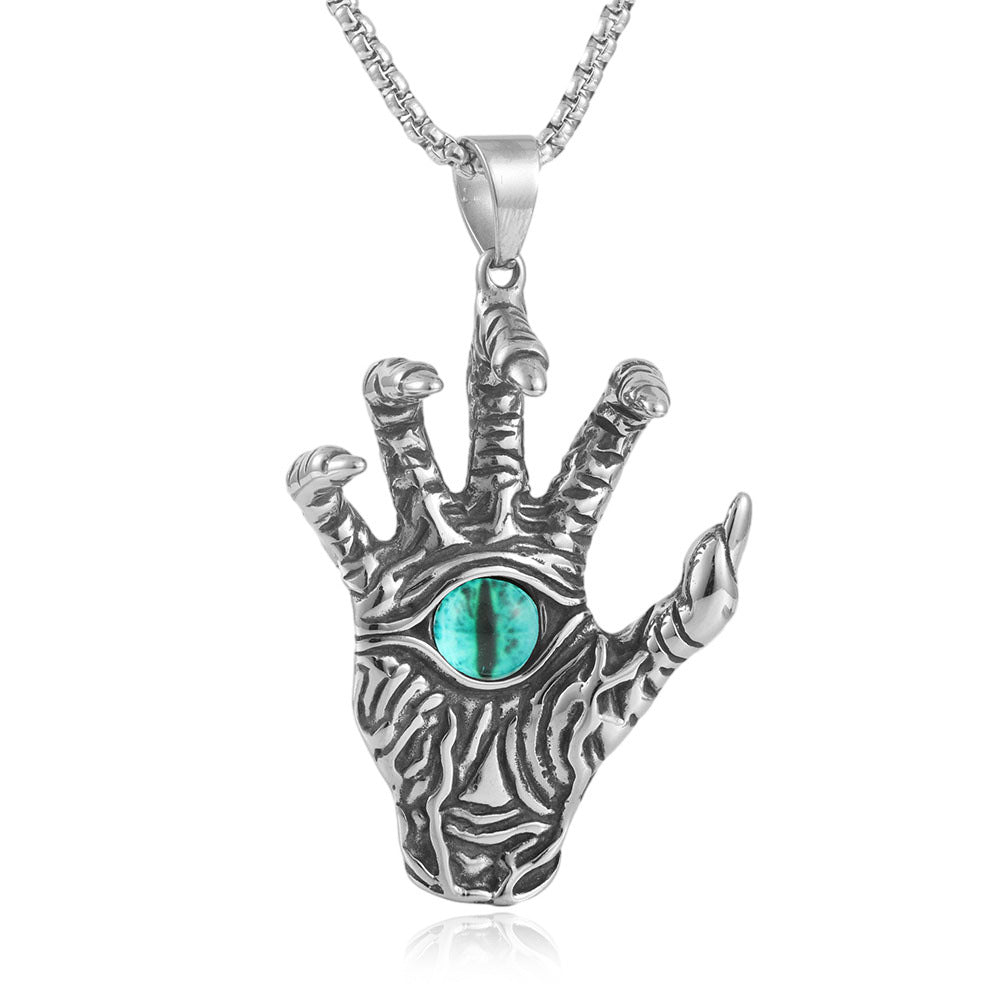 European And American Stainless Steel Ghost Hand Eye Pendant