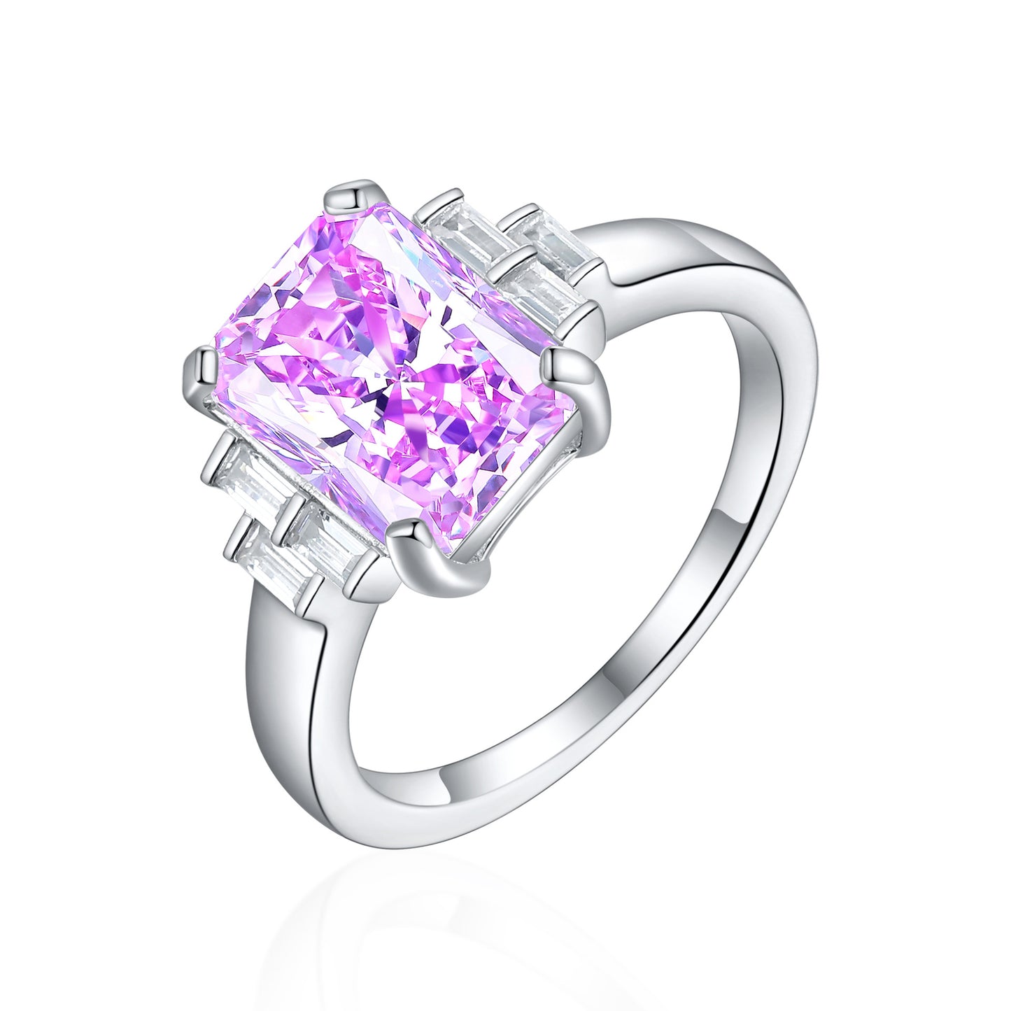 High-End 925 Sterling Silver Flame Ice Flower Cut Zircon Ring