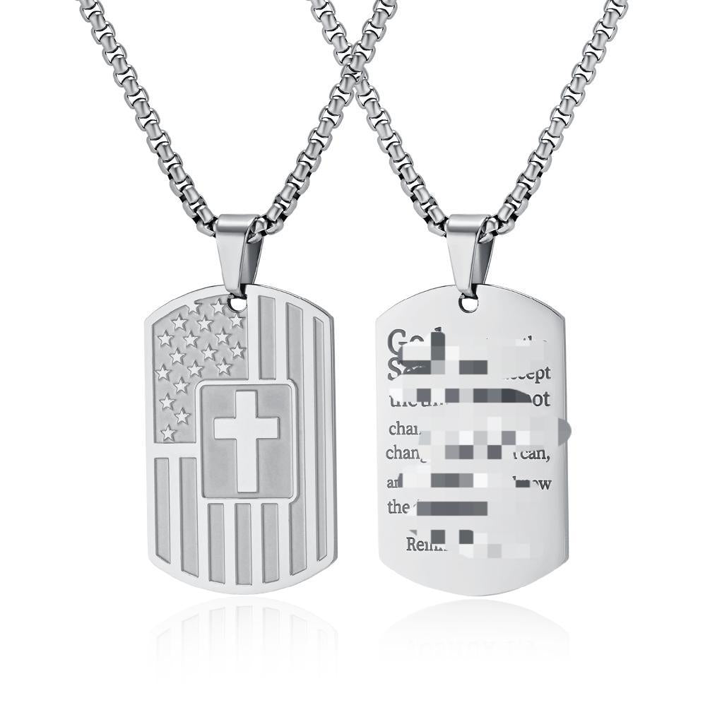 Cross & Flag Dog Tag Pendant — Two Styles