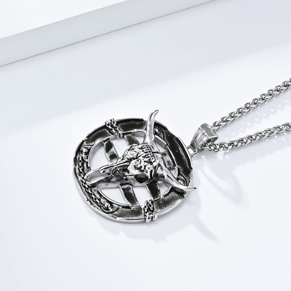 European And American Retro Evil Goat Skull Necklace For Men