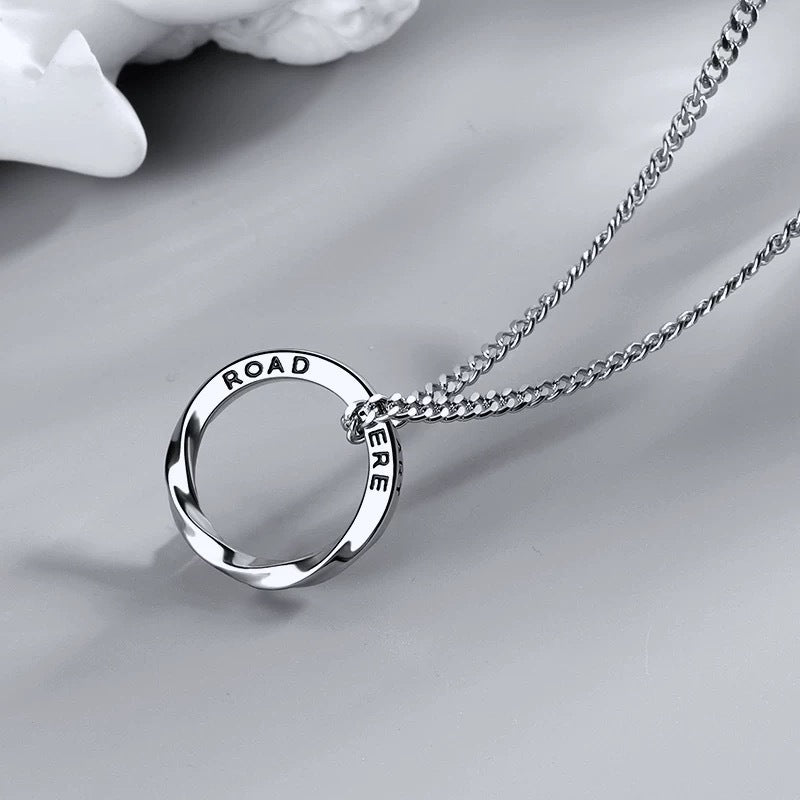 Planderful Mobius Ring Necklace For Men Titanium Steel Alphabet Pendant Bold Hip Hop Style