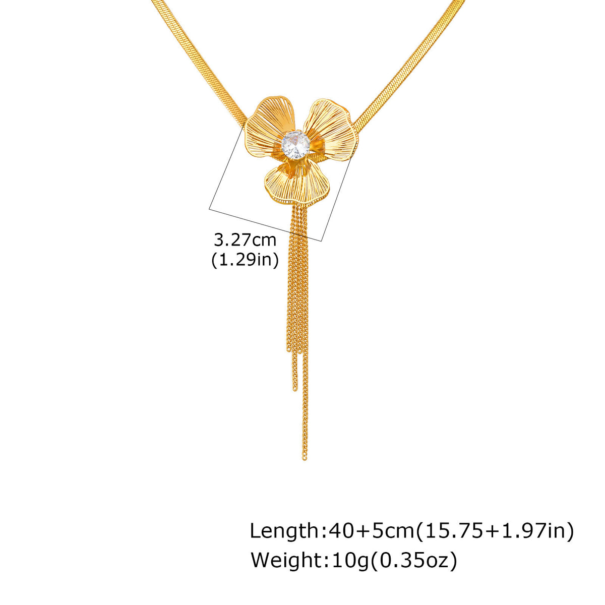 Wind Design Stainless Steel Blade Chain Zircon Clover Y-Shaped Necklace
