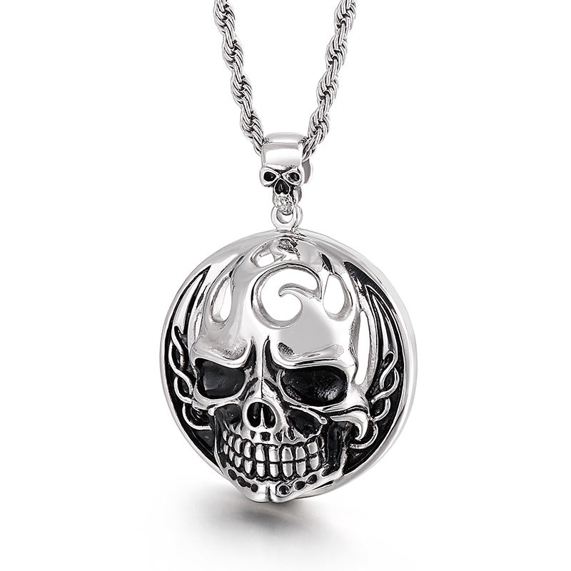 Ghostly Skull Hip-Hop Pendant in Titanium Steel for Men - Retro European and American Style