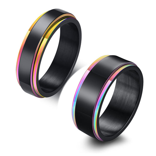 Foreign Trade Jewelry Stainless Steel Black Rotatable Ring