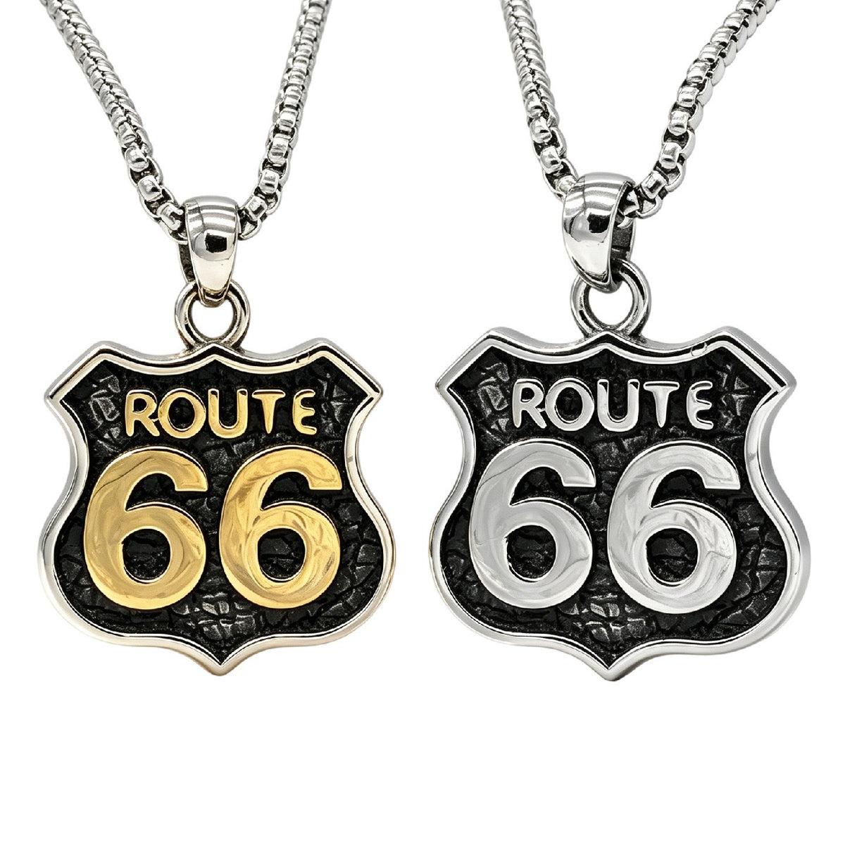 Route 66 Titanium Steel Pendant Necklace