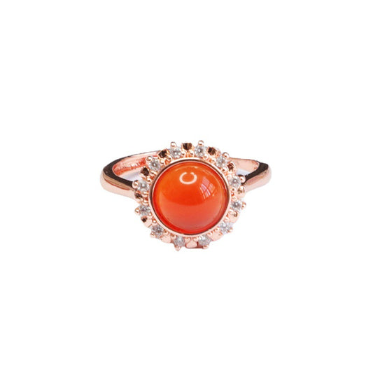 Sunlight Spark Agate Ring with Zircon Accent