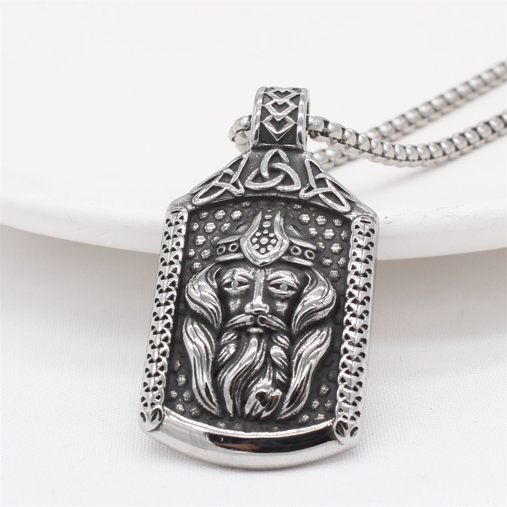 Planderful Norse Legacy – European and American Retro Nordic Viking Men's Titanium Steel Pendant Necklace