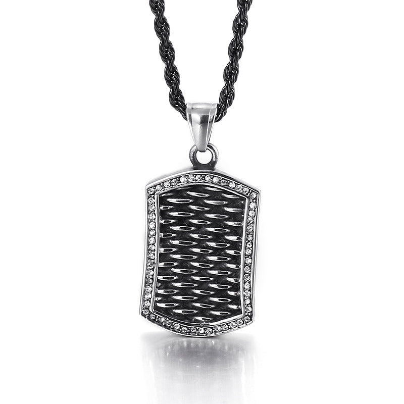 Titanium Steel Zircon Men's Pendant with a Bold Punk Army Vibe