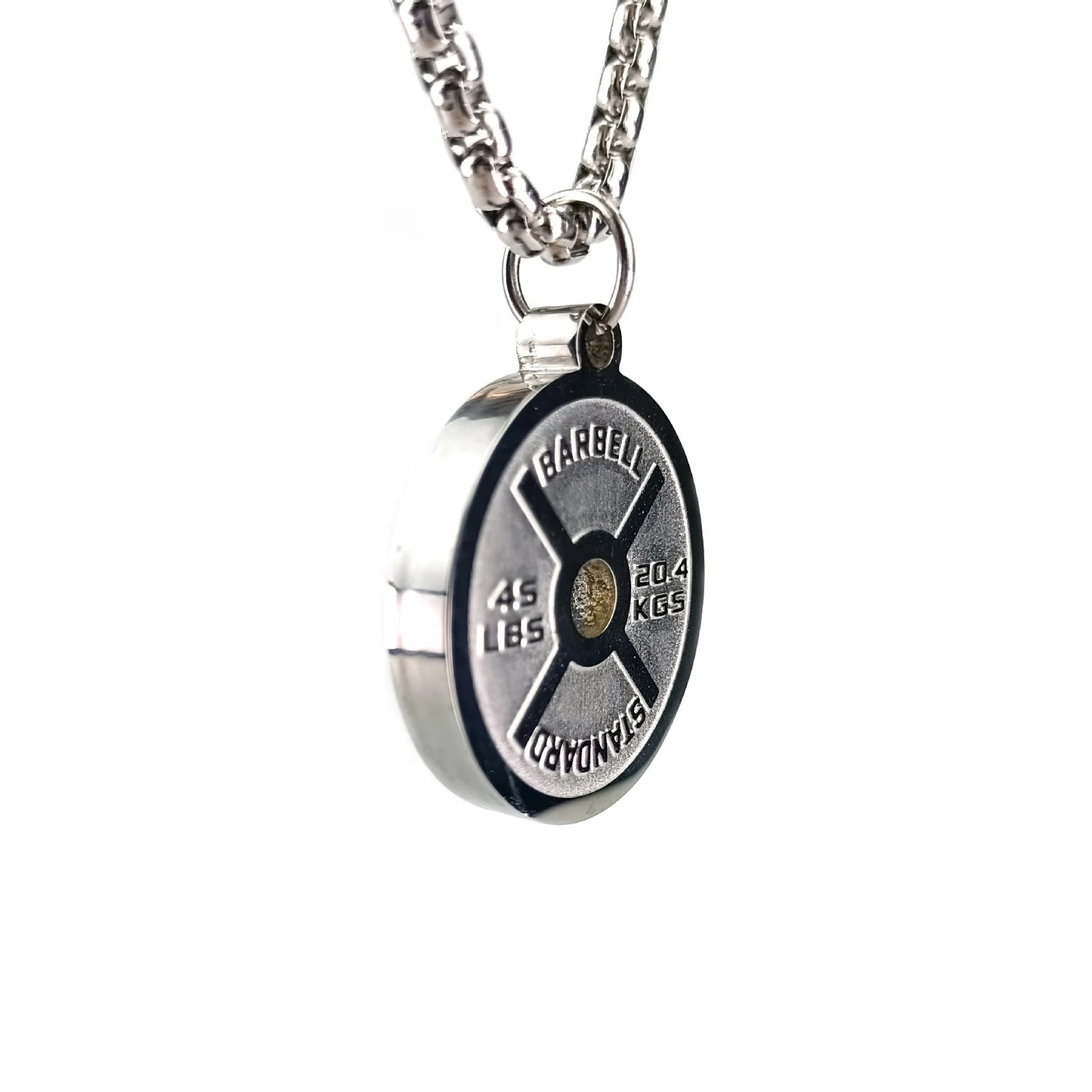 1. Planderful Stainless Steel Barbell Necklace For Men Hip Hop Pendant Fitness Inspired Jewelry Gift