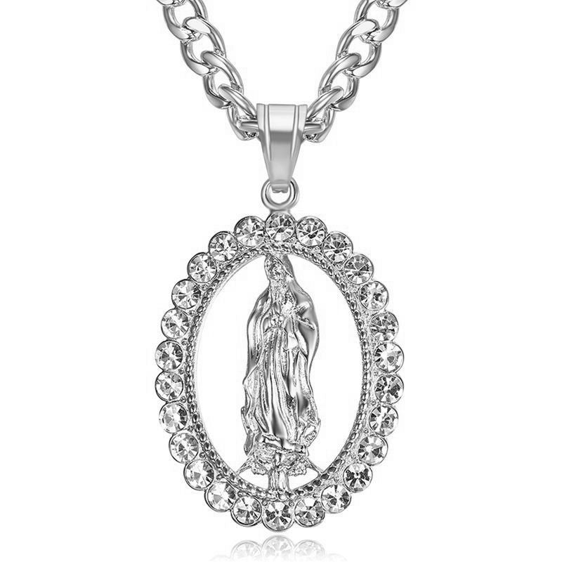 Planderful Titanium Steel Gold Plated Rhinestone Hip Hop Pendant Necklace For Men And Women