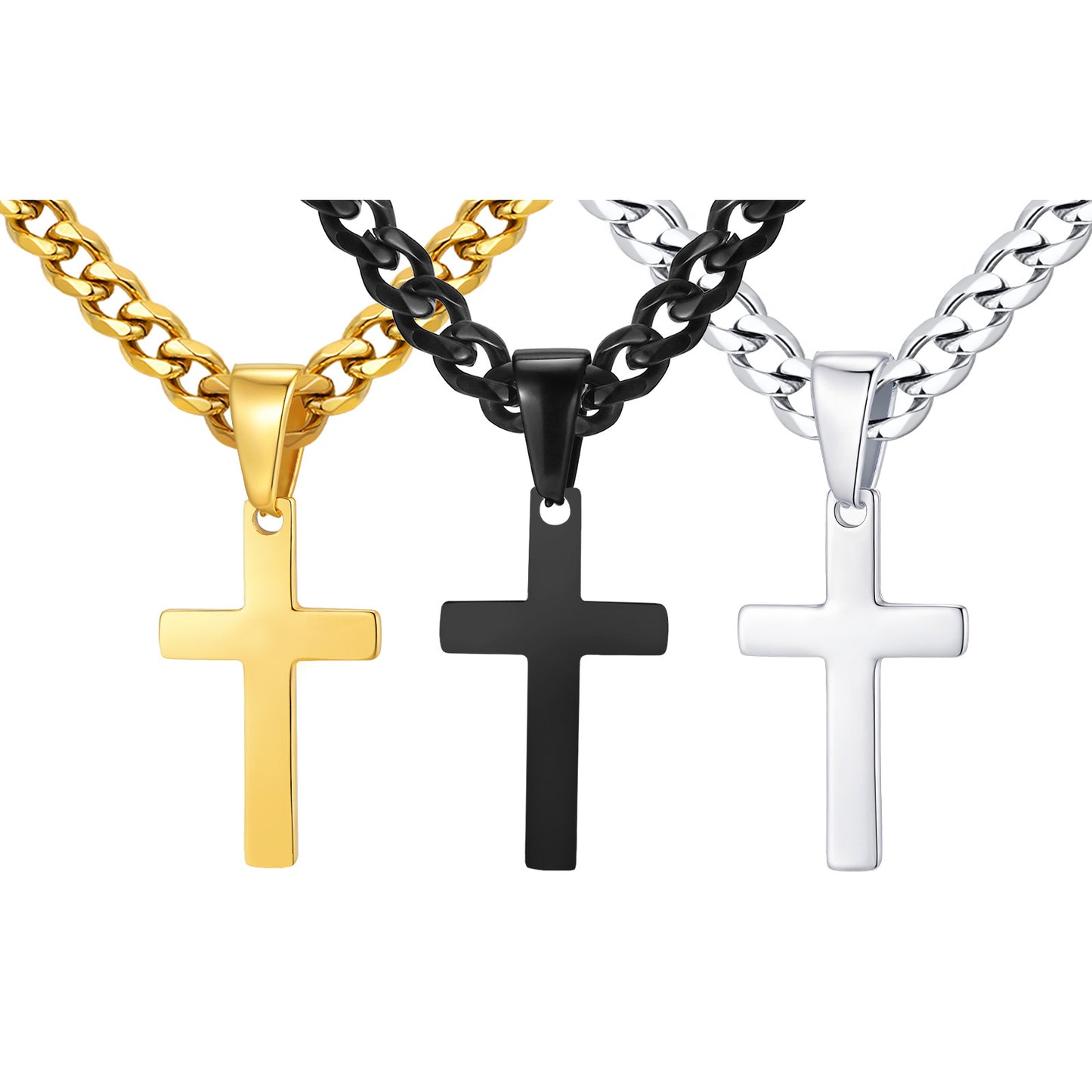 Planderful Stainless Steel Cross Necklace For Men Hip Hop