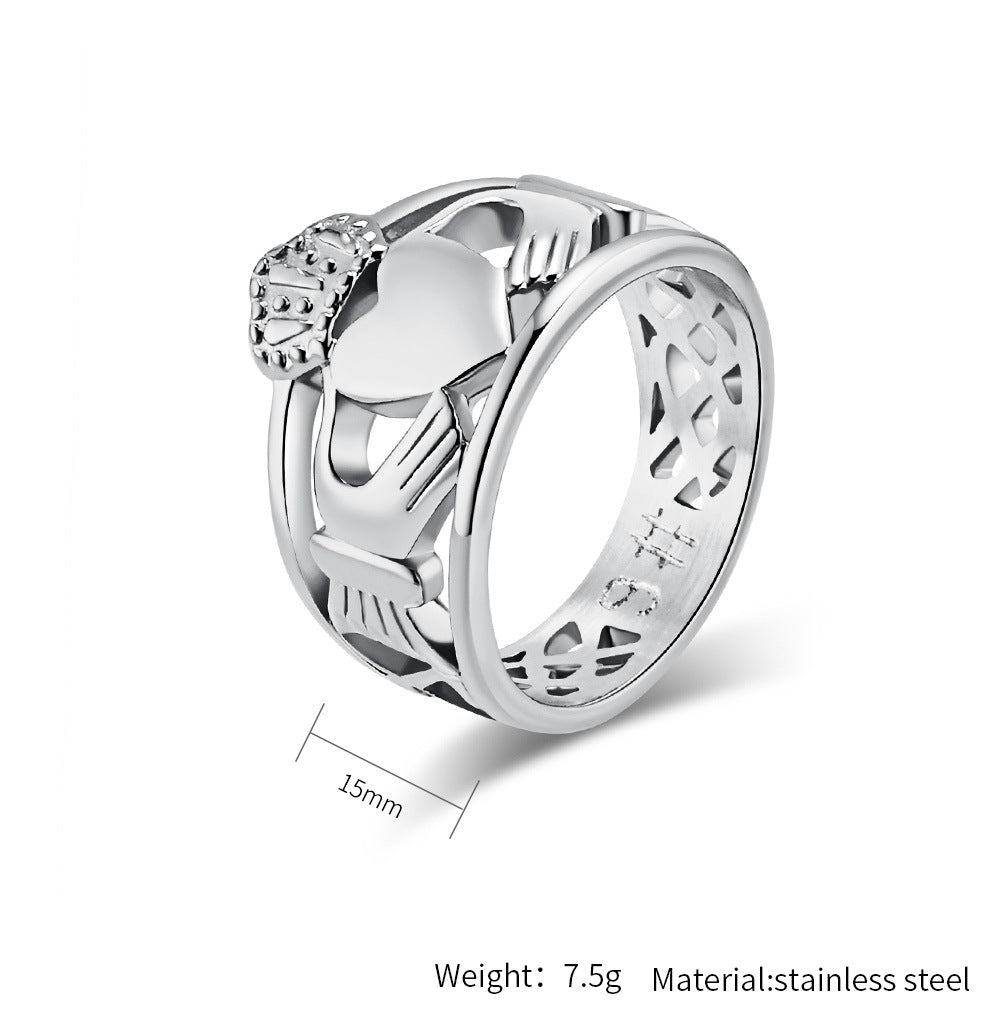 Planderful Claddagh Ring For Couples Irish Traditional Wedding Band Titanium Steel Durable Love Gift