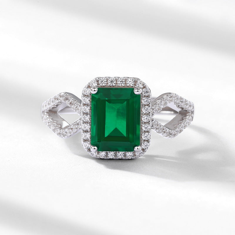 Planderful Classic Lab-Grown Emerald Sterling Silver Ring – 6 × 8 mm, 1.2 ct