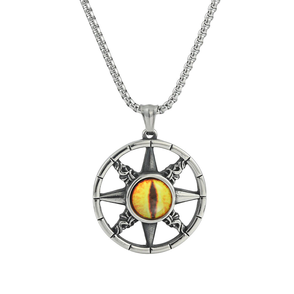 European And American Stainless Steel Compass Eye Pendant