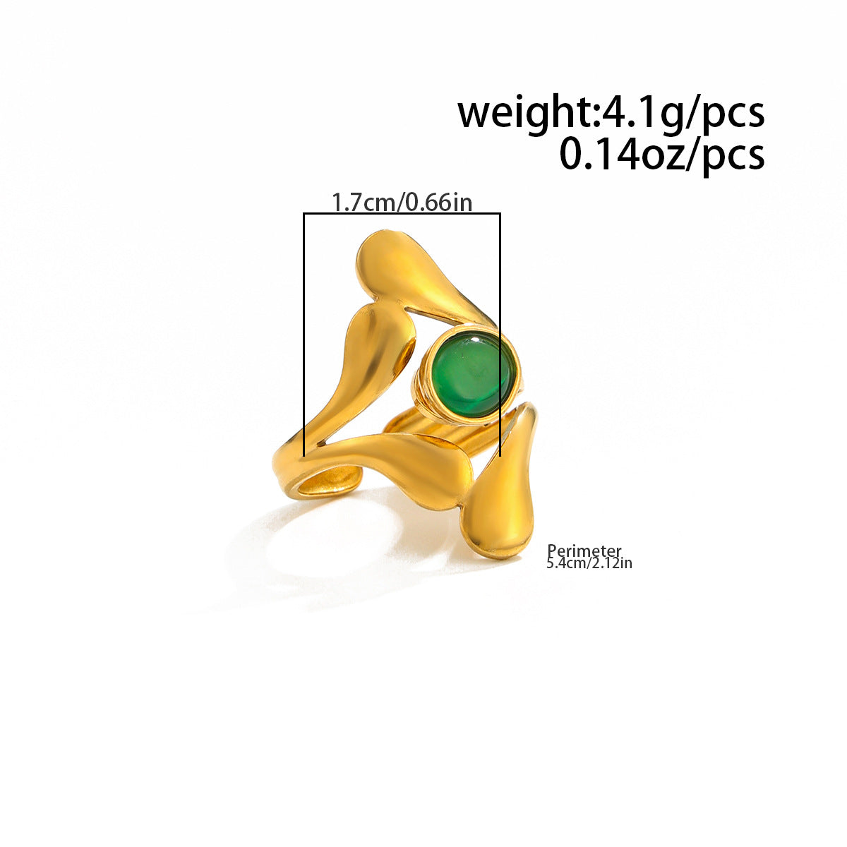 Planderful Vienna Verve Stainless Steel Flower Gemstones Opening Ring For Women Chic Vacation Style