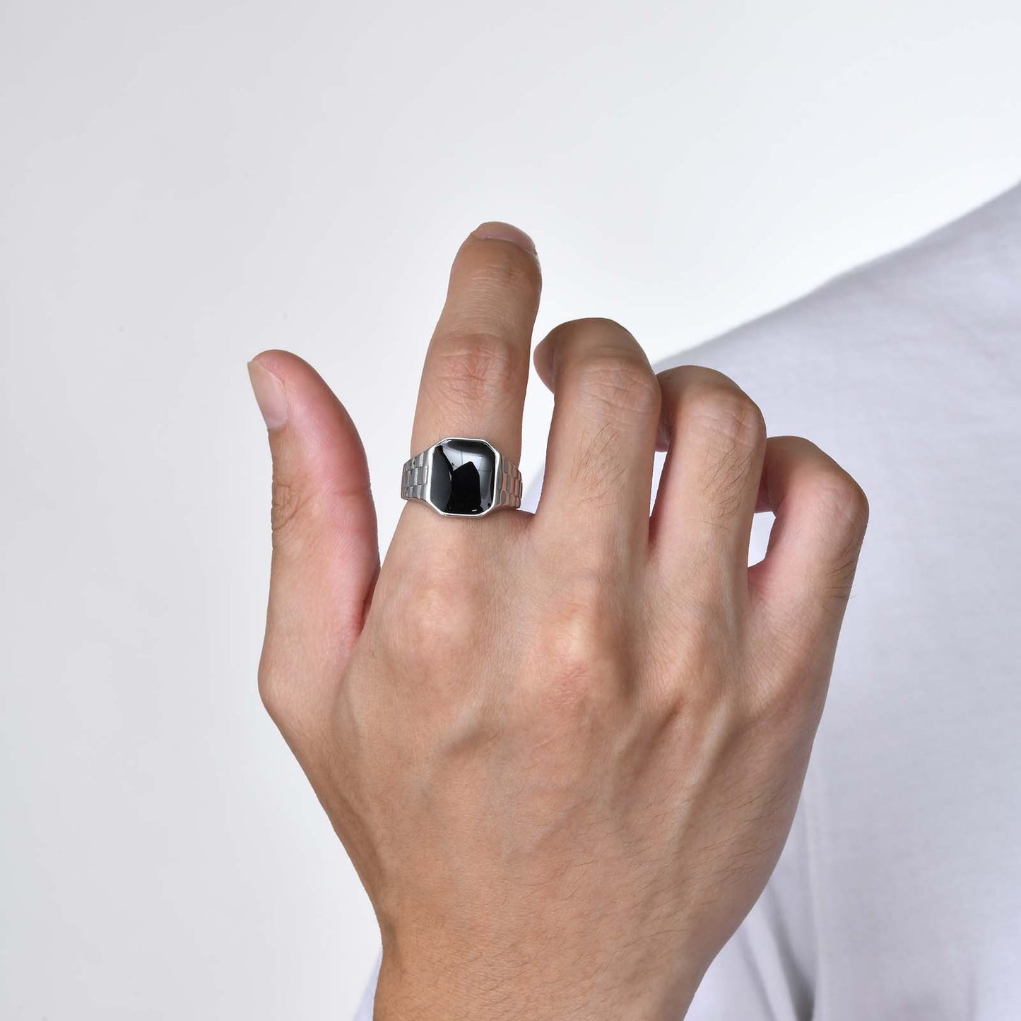 Jewelry Stainless Steel Men's Square Epoxy Ring for Men