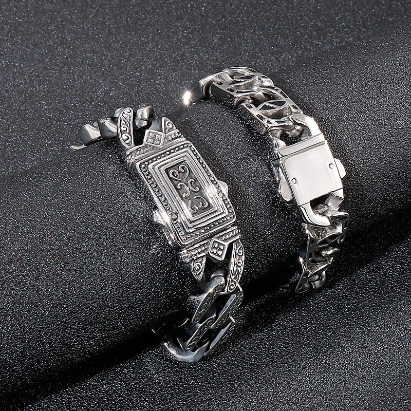 Retro Stainless Steel Charm Bracelet for Men - Unique Punk Style Accessory