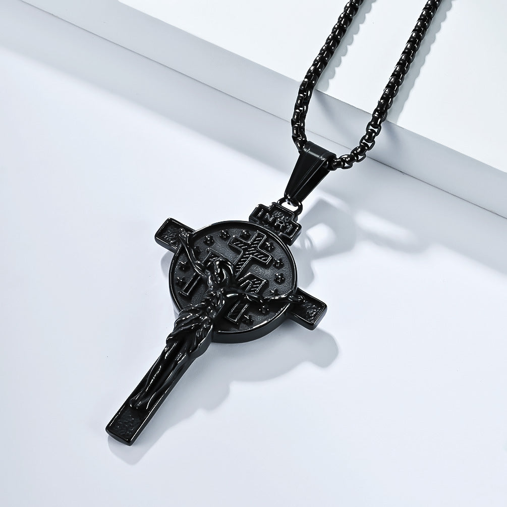 Planderful Cross Necklace For Men Durable Titanium Steel Retro Pendant For Everyday Style