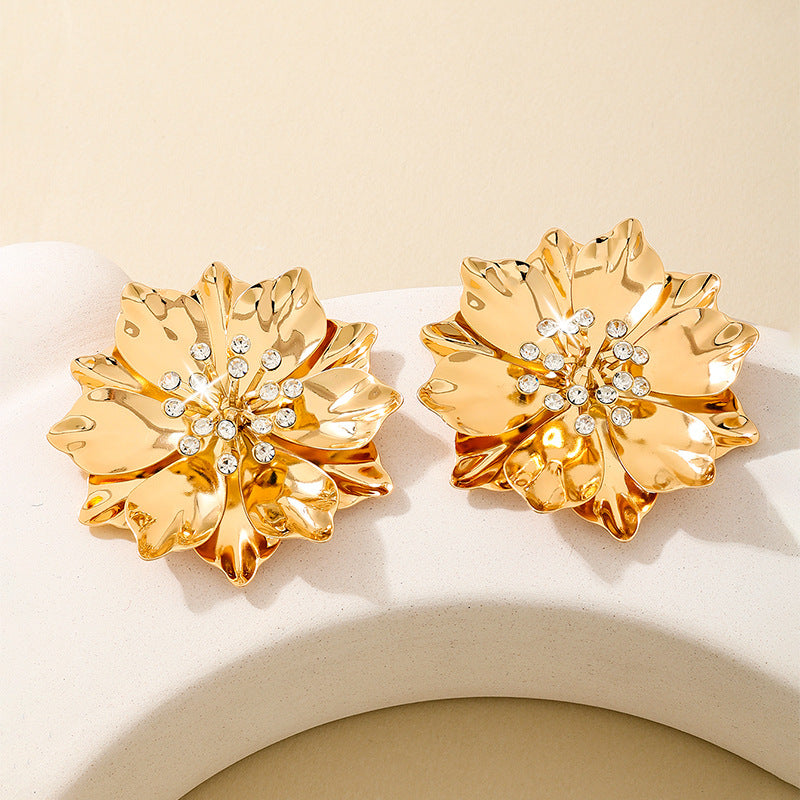 Planderful Vienna Verve Earrings – Exaggerated Multi-Layer Flower Design