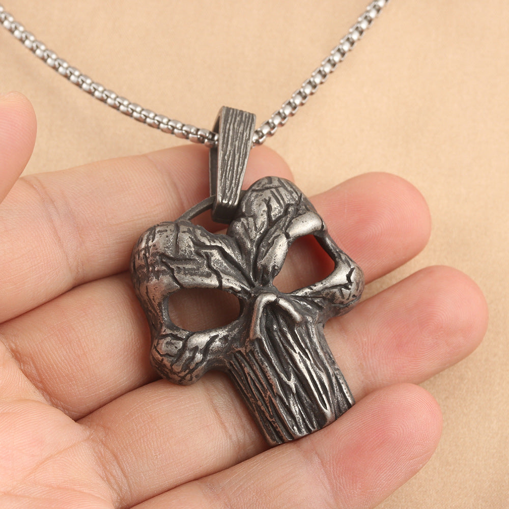 European And American Stainless Steel Skull Pendant Punk Necklace