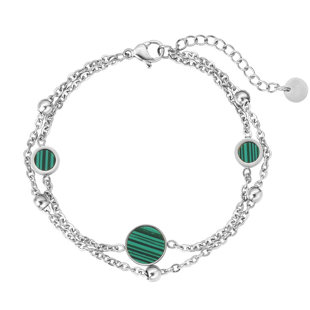 Planderful Peacock Blue Double Layer Bracelet For Women Elegant Statement Accessory Everyday Genie Collection