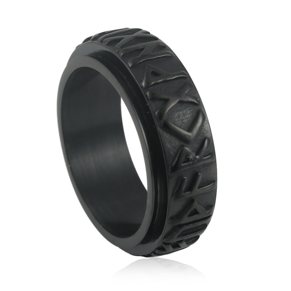 Men's Retro Titanium Steel Rotating Ring - Unique Stainless Steel Design for Personal Style