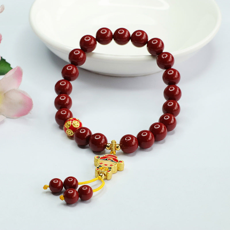 Purple Gold Sand Cinnabar Bracelet with Sterling Silver Needle