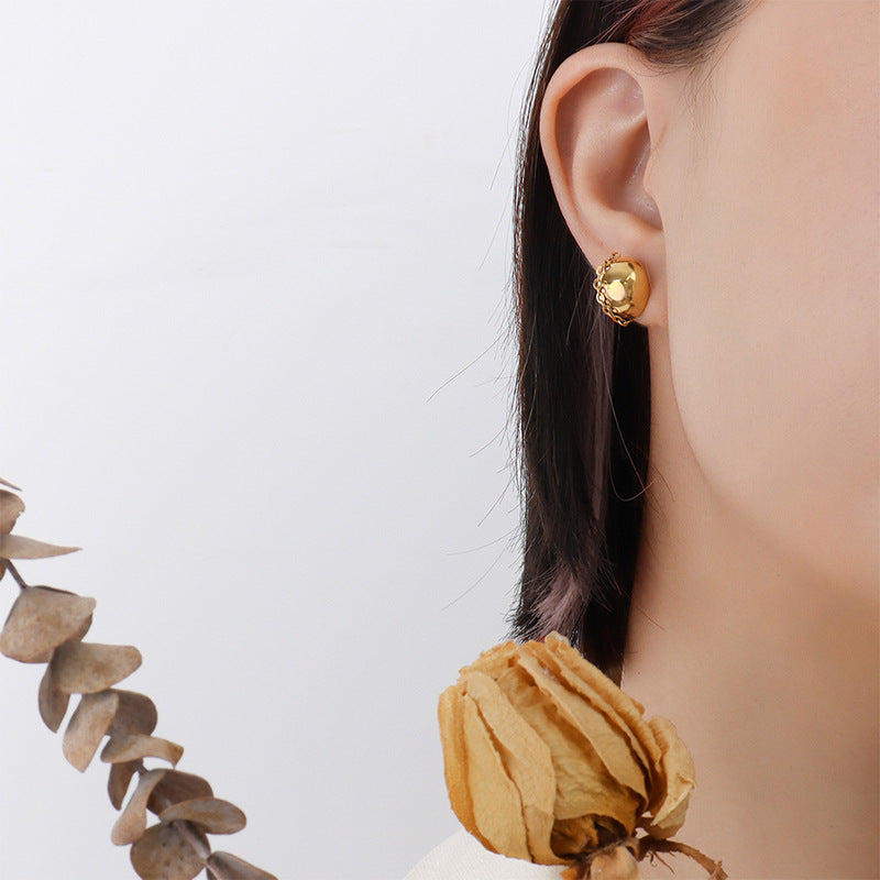 Gold Plated Chain Skirt Earrings with Titanium Steel Detail