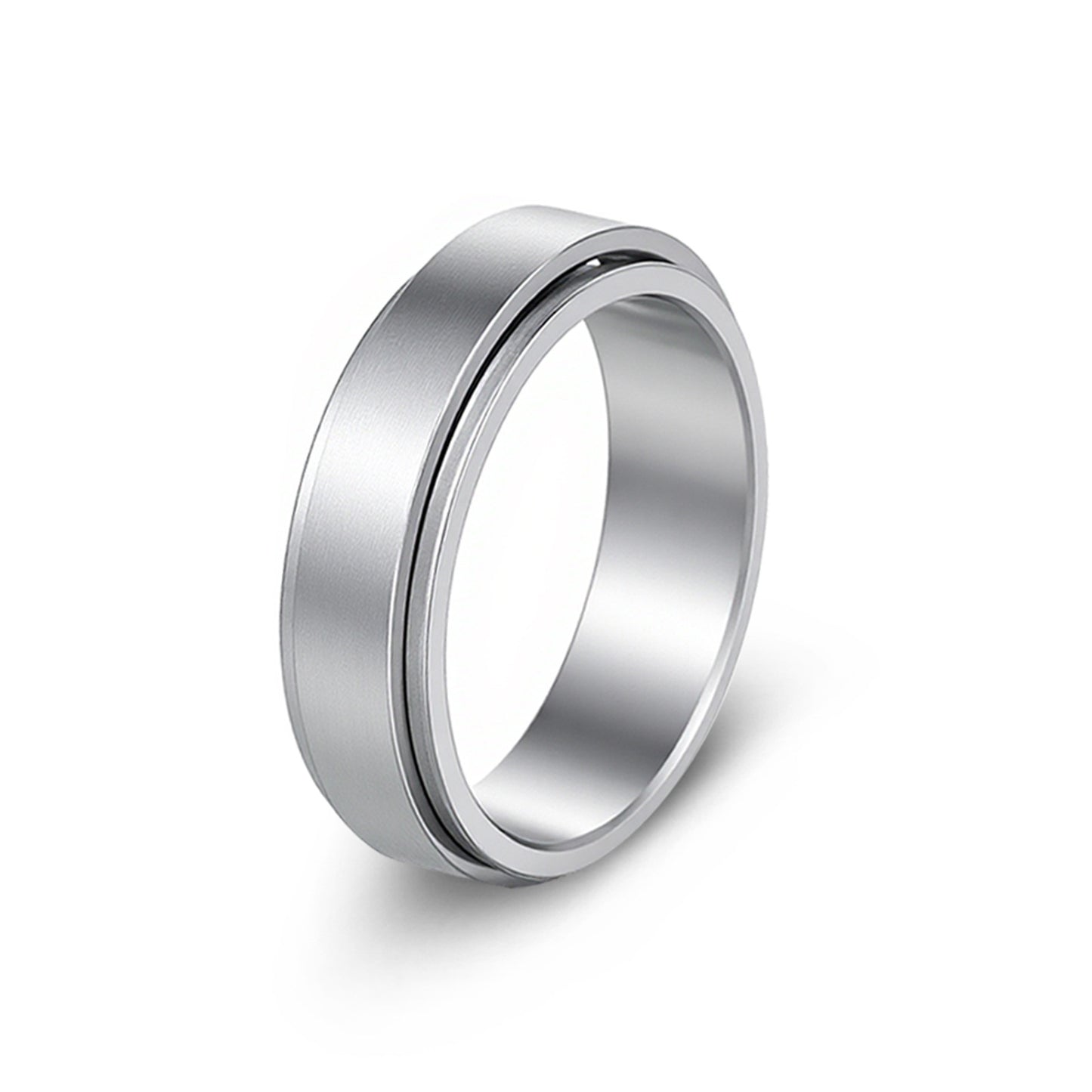 Planderful Everyday Genie Stainless Steel Spinner Ring 6mm Unisex Matte Finish Stress Relief