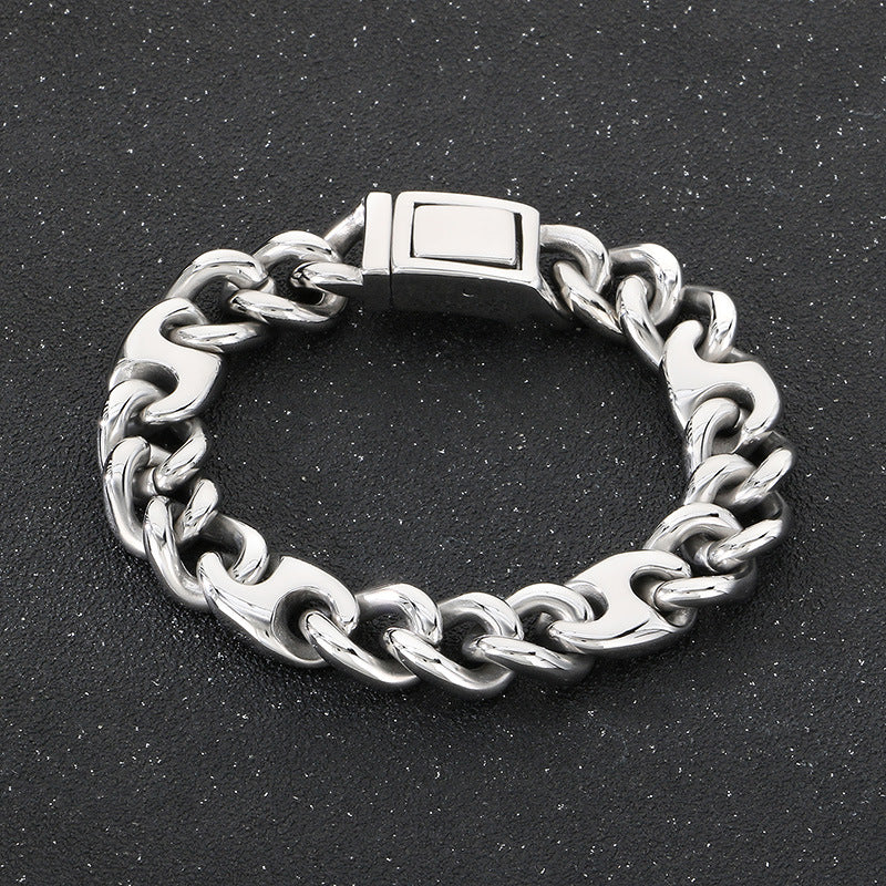 Planderful Men's Hip Hop Stainless Steel Cuban Bracelet