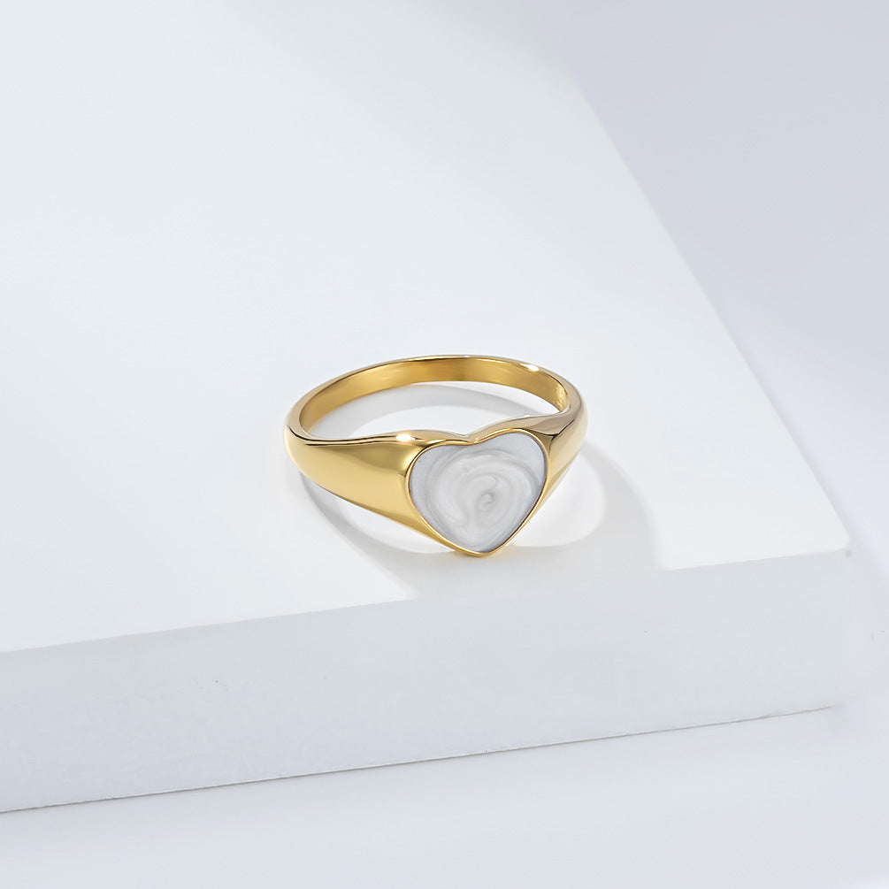 Heart Stainless Steel Ring Women's Gold-Plated Elegant