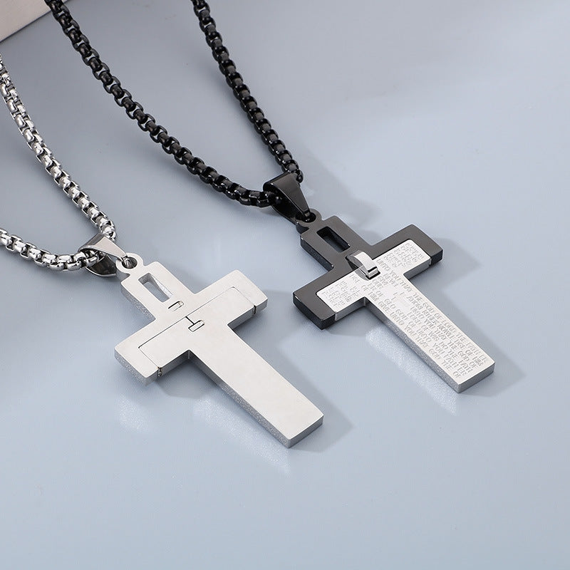 Planderful Mens Stainless Steel Two Tone Cross Pendant