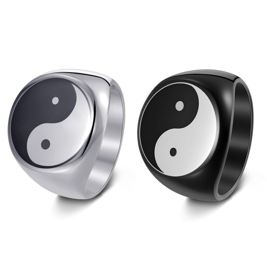 Planderful Mens Ring Steel 17mm Round Retro Fashion Statement For Hipster And Unisex Premium Quality