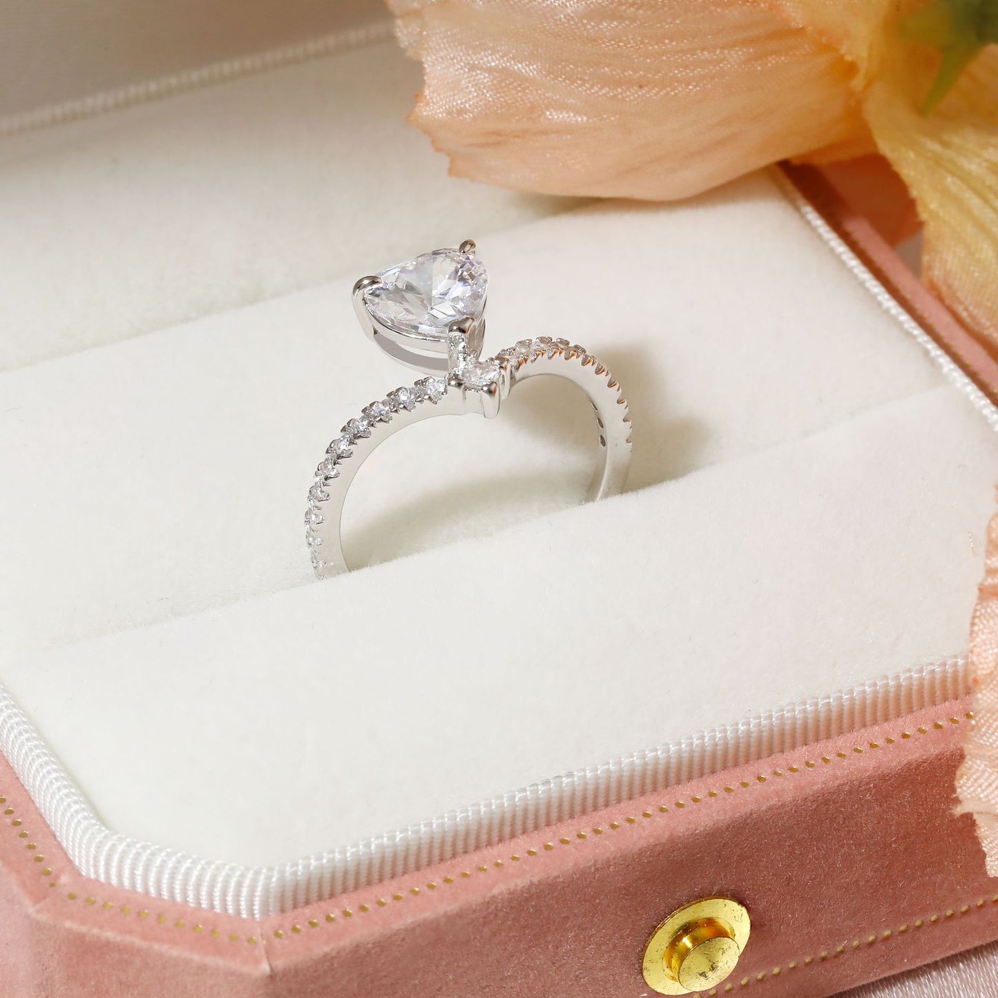 Planderful Sterling Silver Heart Zircon Ring For Women Elegant Everyday Genie Luxury Jewelry